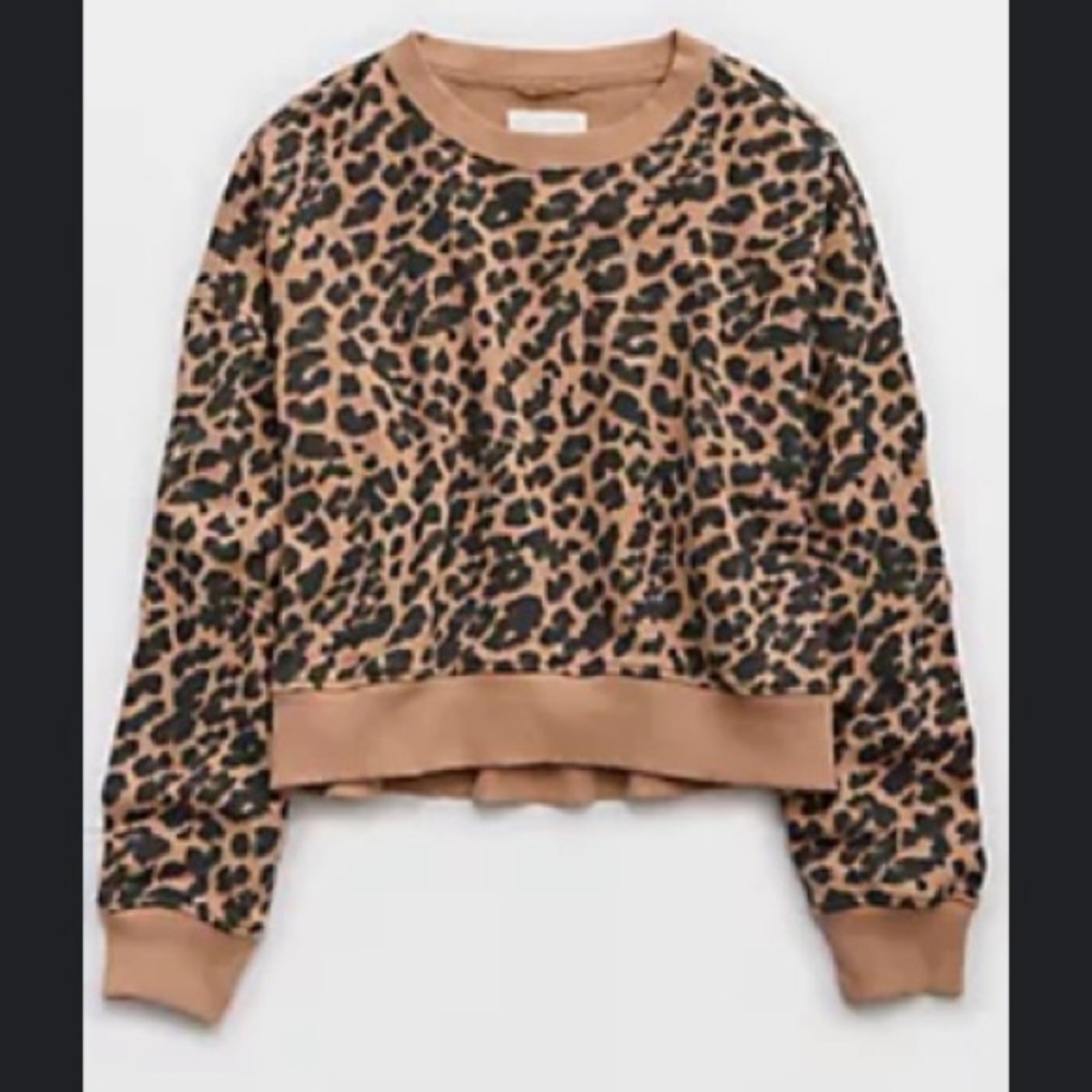 NWT Aerie Leopard Take it Easy Crew